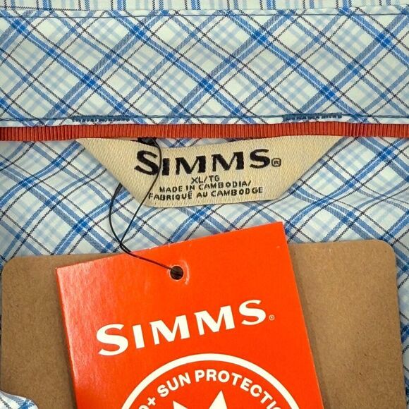 NEW Simms Men's Stone Cold LS Fishing Shirt Sky Nightfall Retro Plaid XL - Picture 12 of 16